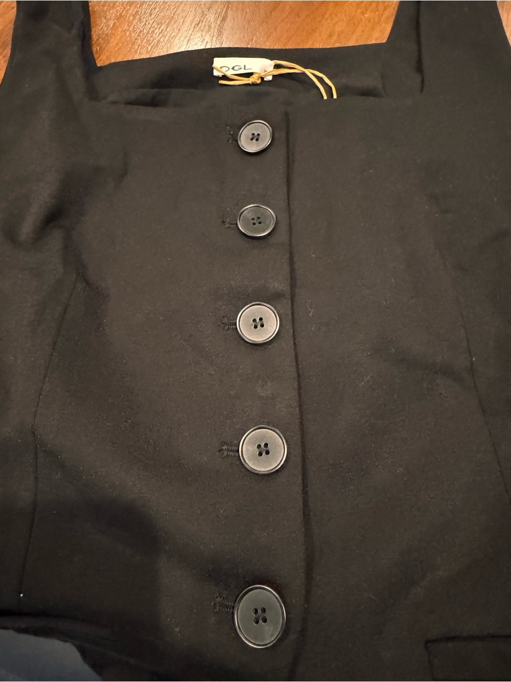 OGLmove Stretch Ponte Square Neck button front Waistcoat Vest Medium Black - Picture 5 of 6